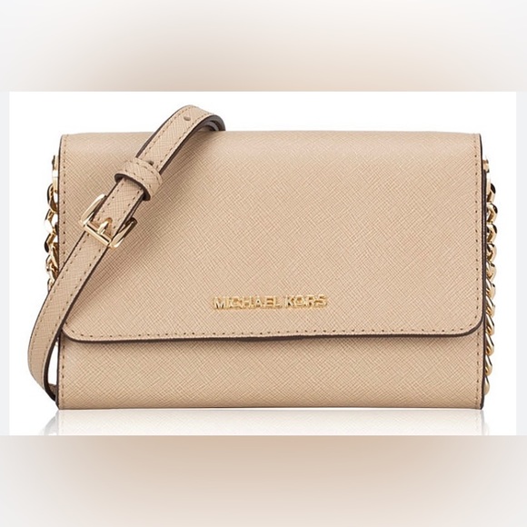 Michael Kors Handbags - MICHAEL KORS jet set travel medium multifunction phone crossbody bisque.NWOT